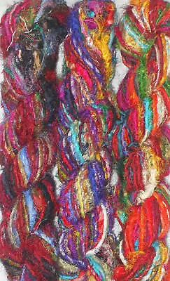 1 Quality Recycled Sari Silk Fabric Knitting Crochet Woven Yarn Woven 100 Grams • $5.98