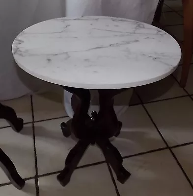 Mahogany Oval Marble Top End Table / Plant Stand  (PS99) • $249