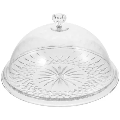  Cake Plate With Dome Plastic Cupcake Stand Transparent Cover Pan Platter • £14.03