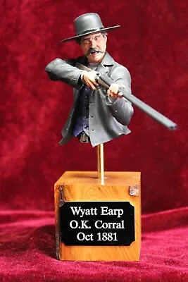 Painted Bust Of Wyatt Earp From The Movie Tombstone 250mm Scale On Wooden Plinth • £100