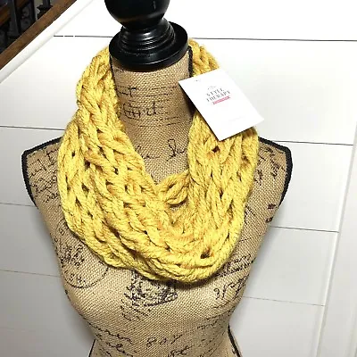 Chunky Crochet Knit Infinity Loop Scarf Cowl Neck Yellow Gold Mustard Shawl FALL • $16