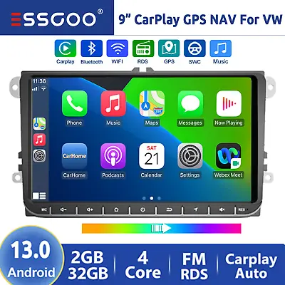 For VW Volkswagen Jetta Passat 9  Android 13 Car Stereo Radio Carplay GPS NAV FM • $114.48