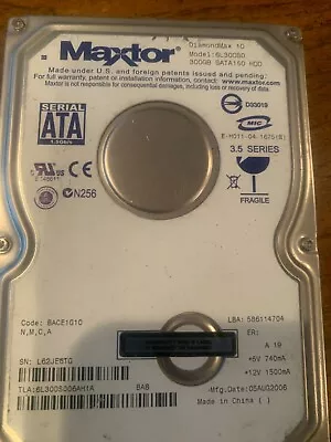 Maxtor 6L300S0 300GB Sata Hard Drive Code: BACE1G10  KMBA • $39