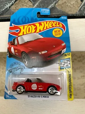 Hot Wheels 1991 Mazda MX-5 Miata Red HW Speed Graphics 4/10 2019 • $9.99