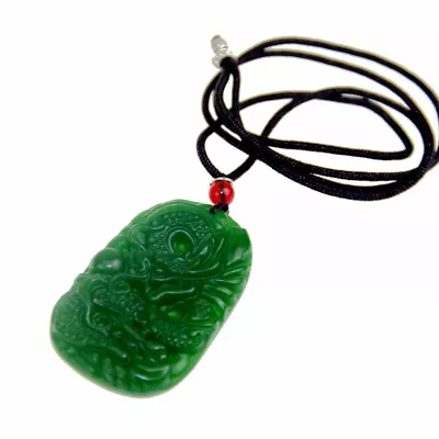 Green Natural Jade Pendant Dragon Jade Statue Amulet Jade Necklace Hand Carving • £6.87