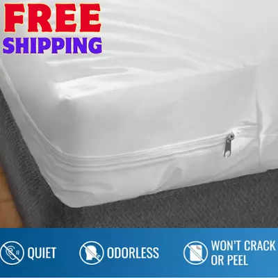 Mattress Protector Cover Waterproof DMI Zippered Plastic No Odor Twin Size White • $12.72