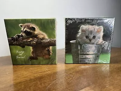 Set Of 2 Vintage Springbok Get Well Soon Raccoon & Kitten 70 PC Mini 7 X 7  NOS • $18.74