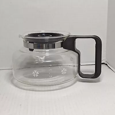 VTG Mr Coffee 10 Cup Pot Replacement Carafe Glass Daisy Gray Handle Lid D10 G143 • $17.99