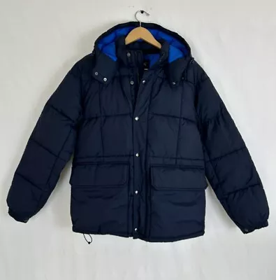 J.CREW Nordic Down Puffer Jacket - Men's Size Medium Blue Detachable Hood • $59.90