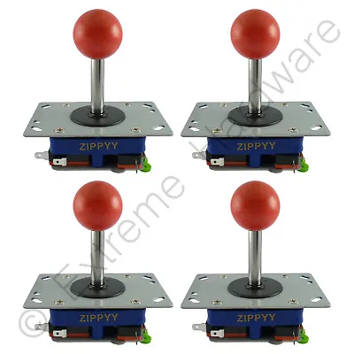 £34.99 • Buy 4 X Zippyy Long Shaft Ball Top Arcade Joysticks 2/4/8 Way (Red) Zippy MAME JAMMA