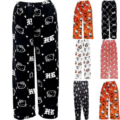 `Hello Kitty Flannel Pajamas Womens Girls Home Pants Winter Sleepwear Trousers • $24.49