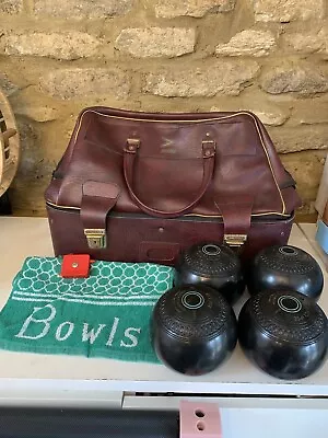 Vintage Jacques Eclipse Lawn Bowls Size 5 Bias 3 Set Of 4 & Mitre Bowls Bag  • £39.99