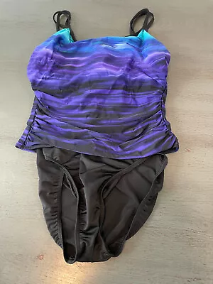 Black Purple MIRACLESUIT  One Piece Swimsuit Size See Measurements • $9.99