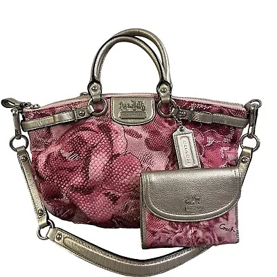 Coach Madison Sophia Pink Floral Shoulder Bag Satchel Purse And Wallet 19643 • $100