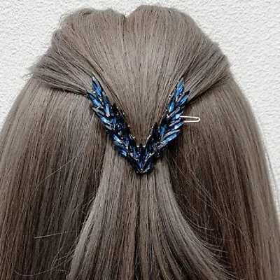 Women's Crystal V Shape Hair Clips Clamps Hairpin Barrette Slides Women's Clip • £3.84