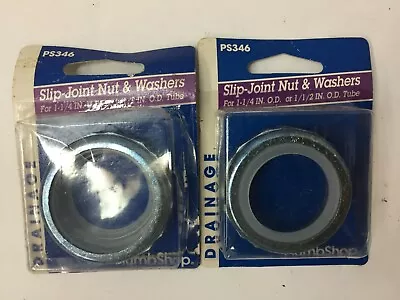 1-1Lot Of 2 PlumbShop Chrome Slip Joint Nut & Washer 1-1/4  ID Or 1-1/2  OD Tube • $9.99