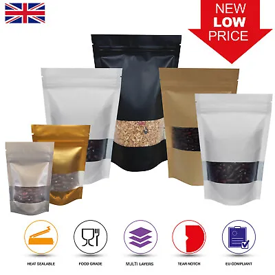 £254.97 • Buy Window Matt Finish Foil Mylar Bag Stand Up Pouches Food Grade Heat Seal Zip Lock