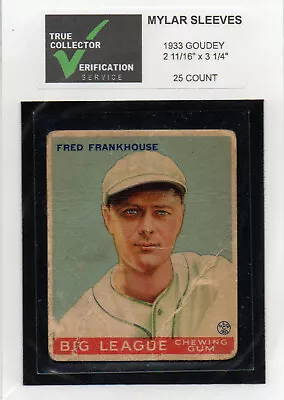 4 Mil Archival Mylar Sleeves For 1933 Goudey Sized Cards. • $7.50