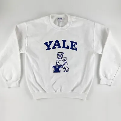 Yale Bulldogs White Sweatshirt Sz Medium - Handsome Dan Mascot • $45