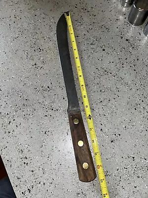 Vintage 11” Curved Blade * FOSTER BROS * Wide Carbon Slicing Scimitar Knife USA! • $20