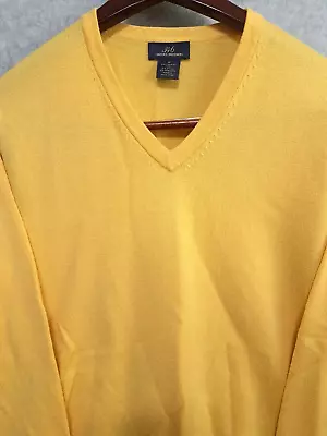 Brooks Brothers 346 Mens Sweater Pullover Merino Wool Blend V-Neck Yellow • $16.99