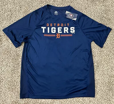 New Detroit Tigers Majestic Mens Blue T-shirt Tee Genuine Merchandise Sz XL • $11.95