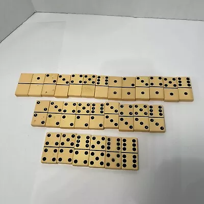 VTG 1940s Dominoes Bakelite  Butterscotch Dominoes 28 Set TESTED W SIMICHROME • $39.99