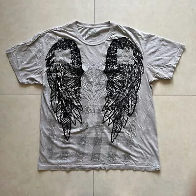 Toxic Hazard Mens L Short Sleeve Shirt Gray Black Wings Felt  • $15.95