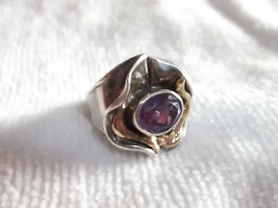 Hagit Gorali Sterling Silver And 14K Yellow Gold Amethyst Ring • $130