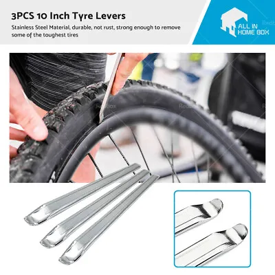 3Pcs 10'' Tyre Lever Bar Removal Tire Irons Chrome Car Bike Motorcycle Motorbike • $21.41