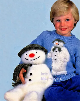 Boys Girls Snowman Toy Sweater Jumper Intarsia KNITTING PATTERN DK 43cm 24 - 30  • £2.15
