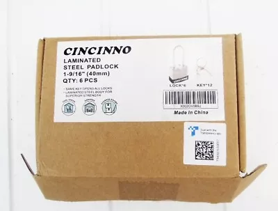 Cincinno Laminated Steel Padlocks Keyed Alike Set Of 6，1-9/16  NIB • $22.99