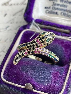 Vintage Estate Styled Metal Snake Ring Beautiful Stones Amazing Piece! Any Size! • $29.99