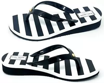 KATE SPADE Milli Women's Flat Wedges Flip Flops Striped Sandals US Size  5  6 • £32.29