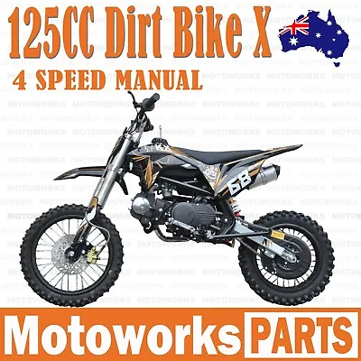 MOTOWORKS 125CC PLUS DIRT TRAIL PIT MOTOR 2 WHEELS PRO BIKE Kick Start BLACK • $999