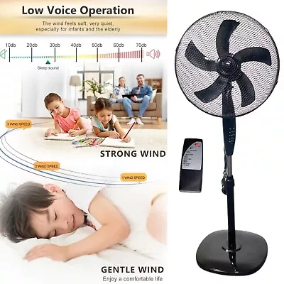 £37.99 • Buy 16   Standing Fan Oscillating Pedestal Air Cooling With Remote Control Timer