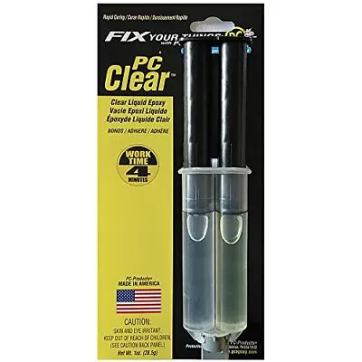 PC Products PC-Clear Epoxy Adhesive Liquid 1oz Double Syringe Clear 70147 • $7.39