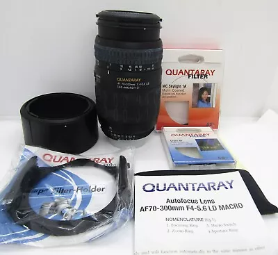 Quantaray Autofocus Lens AF70-300mm F4-5.6 Macro Lens & Accessories. • $59.99