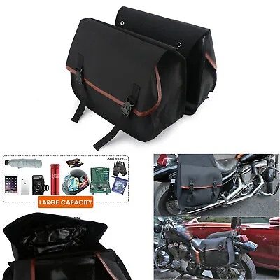 Motorcycle Saddle Bag Luggage Motorbike Saddle Side Rear Seat Box Storage Canvas • $32.89