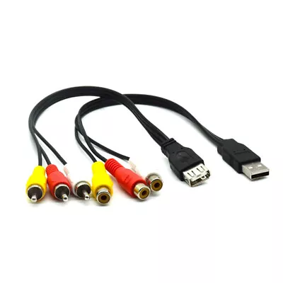 USB To 3 RCA Male Female Adapter Audio Converter Video AV Cable For HDTV TV • $2.99