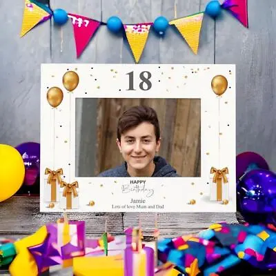 Personalised 18th Birthday Photo Frame With Gold Balloons C58-34 • £14.99