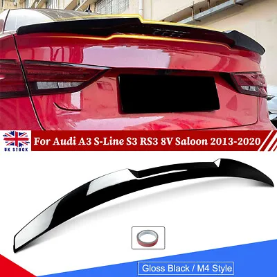 M4 Style Rear Boot Trunk Spoiler For Audi A3 S3 RS3 8V Saloon 2013-2020 Glossy • £48.99
