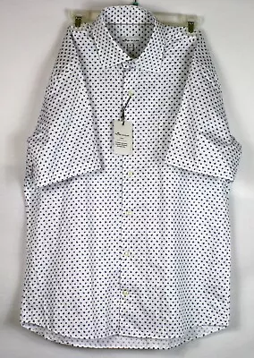 NWT Peter Millar Crown White & Blue Geometric Polka Dot Print Button Up Shirt M • $35.74