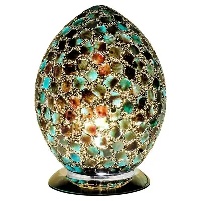New Egg Lamp Green Tile Peacock Medium Mosaic Glass Table Lamp Bedside   74DG • £49.99