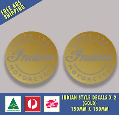 Indian Style Decals X 2 (GOLD) Motorbike Sturgess Moto GP Sticker • $19.95