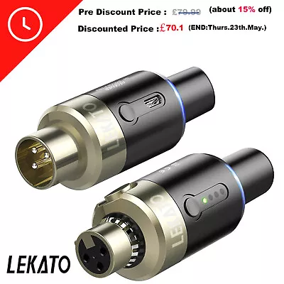 LEKATO Wireless Microphone System Transmitter Receiver 5.8GHz XLR Plug On 100FT • £70.10