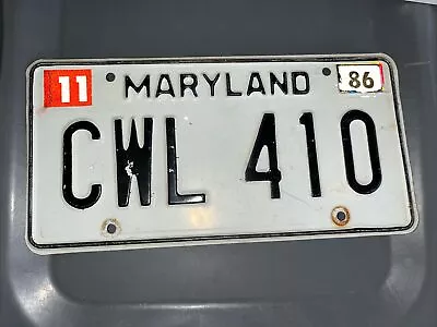 1986 Maryland License Plates CWL 410 Black & White • $14.99