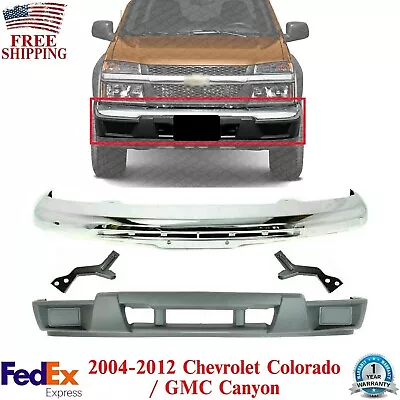 Front Bumper Chrome W/ Brackets +Lower Valance For 2004-12 Chevrolet /GMC Canyon • $244.39