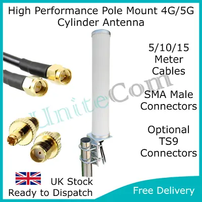 £115.95 • Buy 4G/5G MiMo Pole Mount Outdoor Antenna SMA TS9 Aerial For Vodafone O2 Three EE