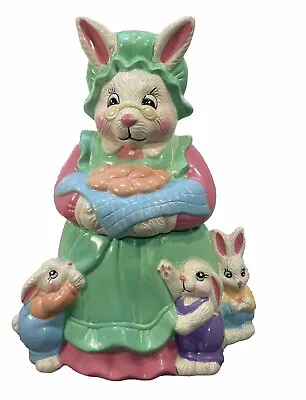 Vintage Bunny Cookie Jar Easter Spring Loomco 1995 Grandma Bunny Rabbit • $21